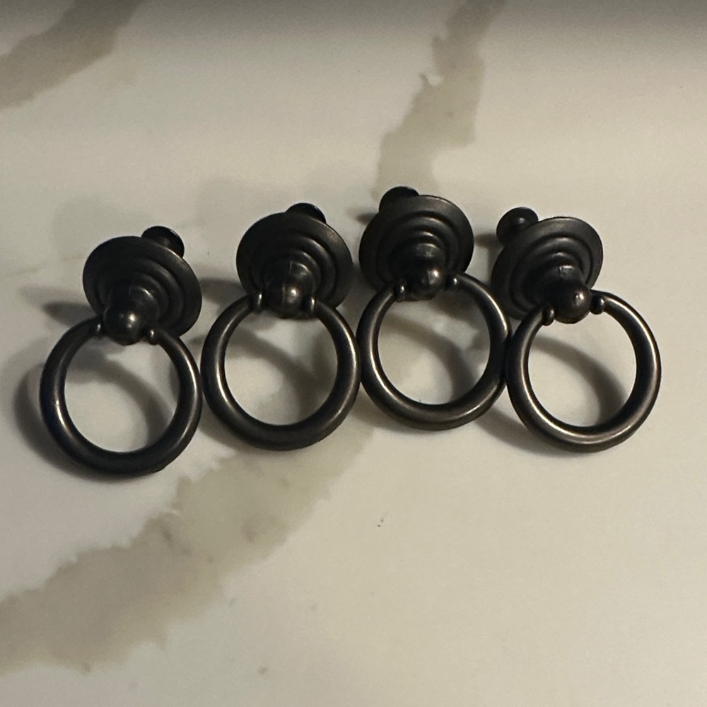 Set of Four Black Metal Drawer Pulls
